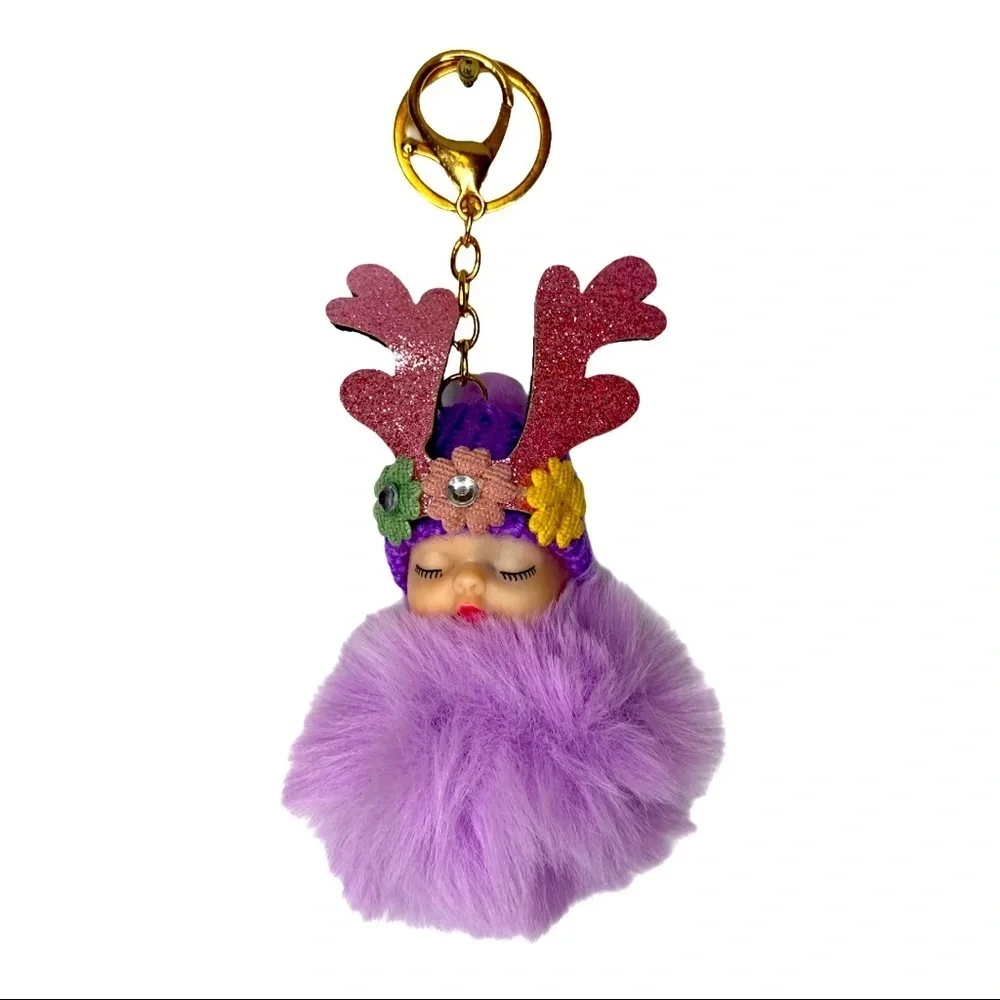 SLEEPY BABY ‎ BIG POMPON IN PURPLE CHARM KEYCHAIN